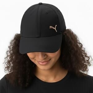 Puma Evercat Opal Baseball Cap Adjustable Hat Black Rose Gold Womens One Size